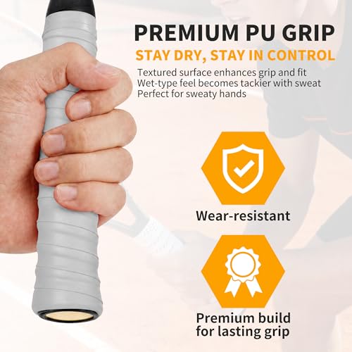 2 Pcs Tennis Racket Grip Tape, Dry Tennis Overgrip Tape, Anti-Slip Absorbent Grip, Racket Overgrip Tape - color: Gray, size: Textured-43.3"x1"x0.03"