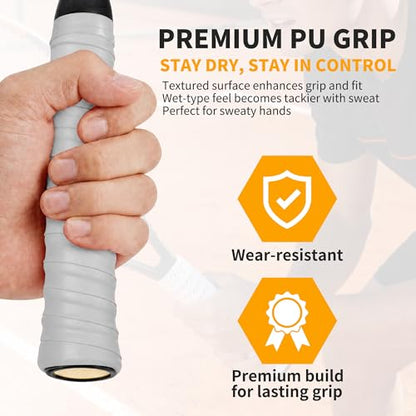 2 Pcs Tennis Racket Grip Tape, Dry Tennis Overgrip Tape, Anti-Slip Absorbent Grip, Racket Overgrip Tape - color: Gray, size: Textured-43.3"x1"x0.03"