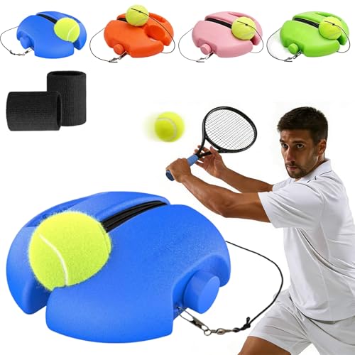Solo Tennis Trainer Rebound Ball with String, Portable Tennis Practice Rebounder, Self Tennis Practice Rebounder Set, Training Equipment for Beginner Pracitce Training - color: Blue with 1 Ball