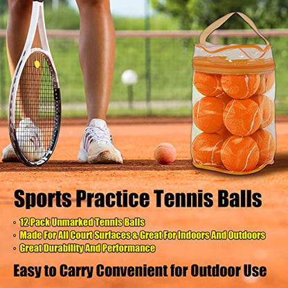 GKK Durable Pressurized Tennis Balls - 12 Pack Yellow Felt Training Balls for Beginners and Dogs - color: orange tennis balls