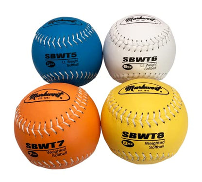Markwort 12" Weighted Training Softball Set Leather Cover - Set of 4 Balls