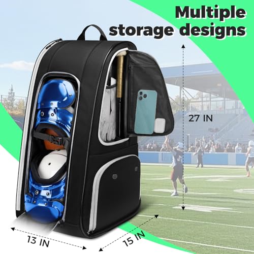 YOREPEK Football Equipment Bag, Large Football Backpack Fits All Gear, Ventilated Shoe Compartment & Insulated Pocket, Wide Padded Straps for Comfortable Carry, Youth Players Practice Game Day