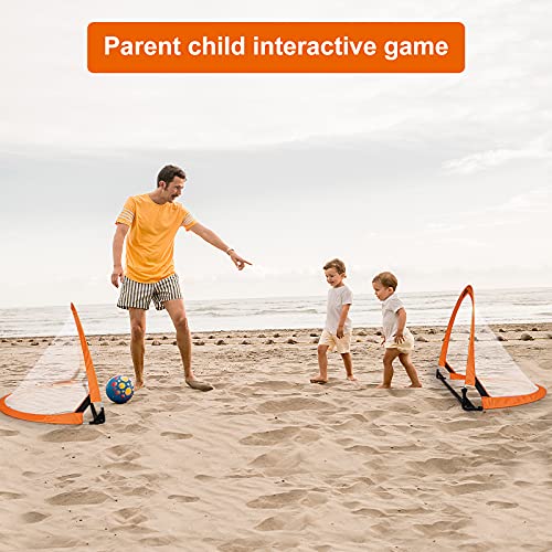 Win SPORTS Foldable Pop Up Soccer Goal Pro 2 Portable Soccer Nets with Carrying Case and Training Cones,Practice in Backyard,School,Kids and Adults,Choose from 2.5', 4' Sizes