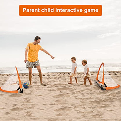 Win SPORTS Foldable Pop Up Soccer Goal Pro 2 Portable Soccer Nets with Carrying Case and Training Cones,Practice in Backyard,School,Kids and Adults,Choose from 2.5', 4' Sizes