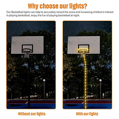 Waybelive LED Basketball Hoop Lights, Remote Control Basketball Rim LED Light, 16 Color Change by Yourself, Waterproof, Super Bright to Play at Night Outdoors, Good Gift for Kids - style: LED Basketball Rim&Pole Light