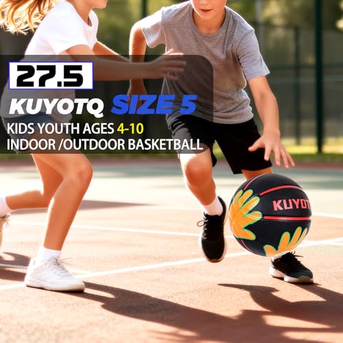 KUYOTQ Size 5/6 Basketball 27.5"/28.5" for Kids Youth Womens with Visual Hand Print Guide, for Shooting Practice, Correct Shooting Form and Improve Accuracy, Essential Basketball Training - size: Size 5 Kids & Youth - 27.5" Ages 4-10