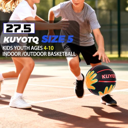 KUYOTQ Size 5/6 Basketball 27.5"/28.5" for Kids Youth Womens with Visual Hand Print Guide, for Shooting Practice, Correct Shooting Form and Improve Accuracy, Essential Basketball Training - size: Size 5 Kids & Youth - 27.5" Ages 4-10