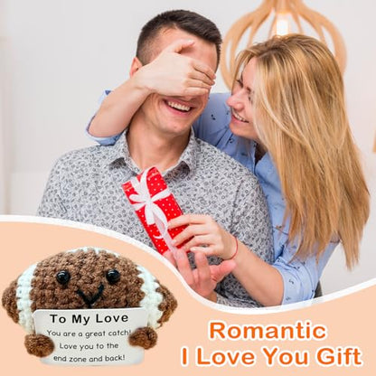 Valentine's Day Gift to Him,Mini Handmade Crochet Football for Him Who Loves Football, for Boyfriend/Husband, Emotional Support Footballs Romantic I Love You Gift Birthday Gifts - color: Football1