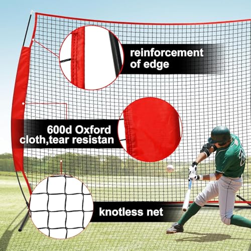 7x7/16x10/20x10ft Baseball Net Backstop Net,Fix Ball Stop Net by 4 Spike&2 Sandbag,Sports Net Barrier with Handbag,Lacrosse Net Backstop for Basketball,Hockey Train,Baseball Net Barrier for Playground - size: 16x10ft baseball backstop net