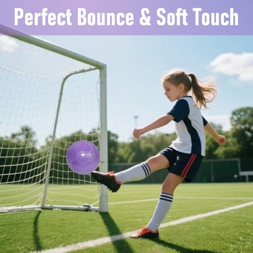 Glitter Soccer Ball Set,Operation Christmas Soccer Ball Bulk with Pump Needles,Size 3 4 5 Training Balls for Youth, Teens, and Adults,Christian Charity Donation Supplies - color: Glitter Purple, size: Size 3-1 pack