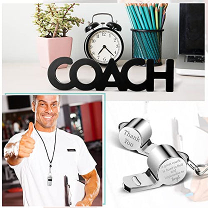 Yalikop 3 Pcs Coach Gifts Football Coach Wood Sign Thank You Whistle Marker Pen Stainless Steel Whistle with Rope for Men Women Soccer Baseball Volleyball Sports Gifts - style: Basic Style