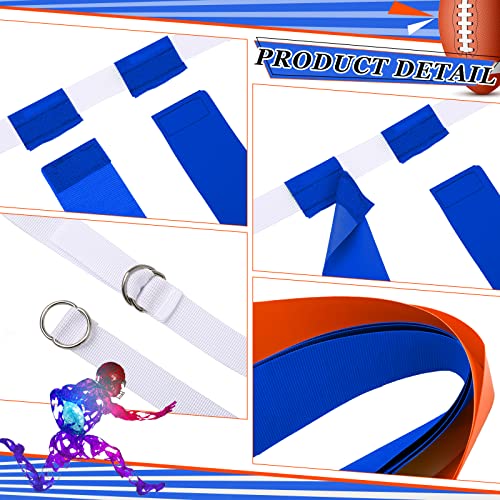 Flag Football Set, 14 Player Adjustable Belts with Cones Includes 14 Easy Tear Away Belts, 28 Football Flags, 12 Cones, 1 Carrying Bag for Youths, Adults Sport Team Training - style: Blue, Orange
