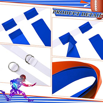 Flag Football Set, 14 Player Adjustable Belts with Cones Includes 14 Easy Tear Away Belts, 28 Football Flags, 12 Cones, 1 Carrying Bag for Youths, Adults Sport Team Training - style: Blue, Orange