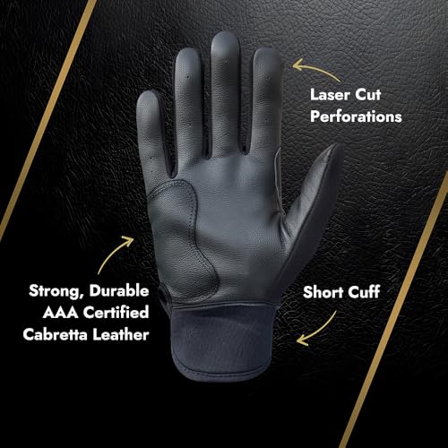 Short Cuff Baseball Gloves - color: Black, size: Youth Small