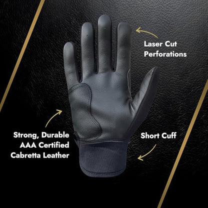 Short Cuff Baseball Gloves - color: Black, size: Youth Small