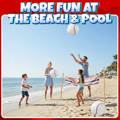 Inflatable Baseball Beach Balls (6 Pack) - 16-Inch Durable Beach Balls for Kids, Summer Pool Toys, Baseball Party Favors, Sports Theme Decorations, & Giveaways - style: 6-Pcs Baseball Beach Balls