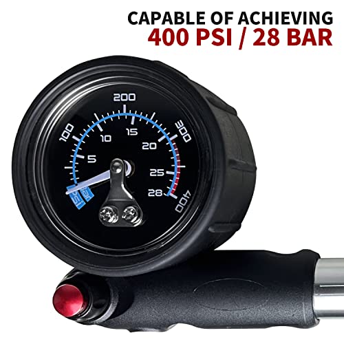 BV Mini Bike Pump Portable Frame Pump, Shock Pump for Bike Shock, Air Ball Pump Inflator with Ball Pump Needles, Mini Pump Fits Presta & Schrader- Smart Valve - style: Shock Pump/400 PSI