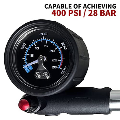 BV Mini Bike Pump Portable Frame Pump, Shock Pump for Bike Shock, Air Ball Pump Inflator with Ball Pump Needles, Mini Pump Fits Presta & Schrader- Smart Valve - style: Shock Pump/400 PSI
