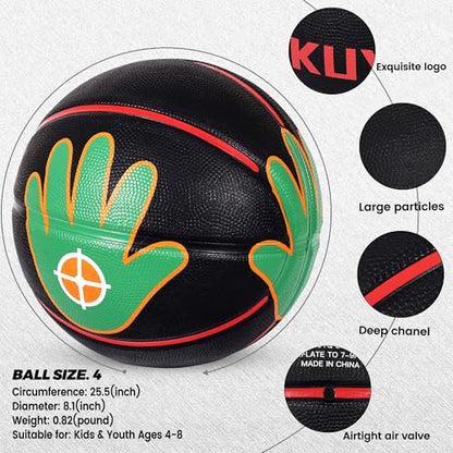 KUYOTQ Size 4 Basketball 25.5" for Kids Youth with Visual Hand Print Guide, for Shooting Practice, Correct Shooting Form and Improve Accuracy, Essential Basketball Training