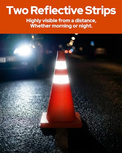 2 Pack 18 Inch Collapsible Traffic Safety Cones, Orange Pop Up Cones with Reflective Collar, Multi Purpose Road Cones for Road Safety, Parking Lot, Driving and Sport Training - size: 18 Inch