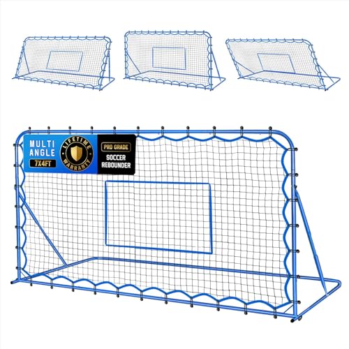 Soccer Baseball Rebounder Net, Soccer Goal Net, Volleyball Softball Rebound Pitchback Net Quick-Switch Angle Training for Control, Passing Practice, Bounce Back Rebounder Goals Gifts Trainer Equipment - size: 7FTx4FT