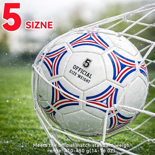 2 Pack Soccer Ball Size 5,Soccer Ball Set with 2 Bag, 1 Pump and 2 Needles,Soccer Ball Gifts for Teenagers,Official Size Ball,Indoor and Outdoor Training and Competitions use