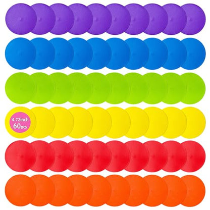 Spot Markers 4.72 Inch 9 Inch Non Slip Rubber Floor Markers Flat Field Cones Poly Dots for Soccer Basketball Sports Speed Agility Training and Drills - style: 4.72inch 60 pcs
