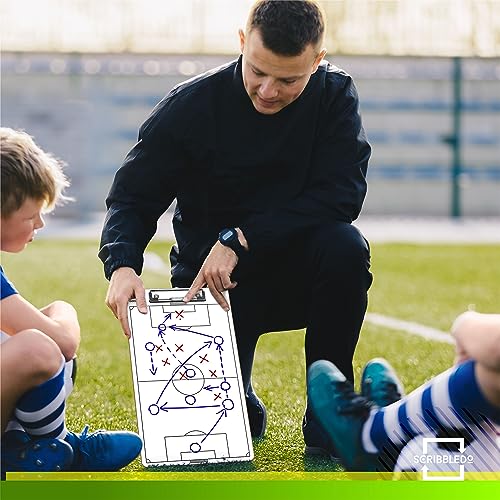 Scribbledo Soccer Dry Erase Coaching Board 15"x9" Soccer Whiteboard for Coaches Soccer Coaching Equipment Accessories Tactics Field Board Making it The Perfect Coach Gifts