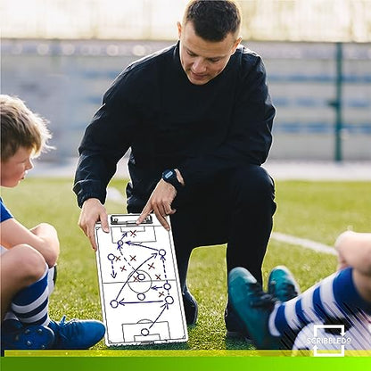Scribbledo Soccer Dry Erase Coaching Board 15"x9" Soccer Whiteboard for Coaches Soccer Coaching Equipment Accessories Tactics Field Board Making it The Perfect Coach Gifts