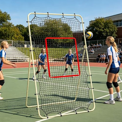 Volleyball Rebounder Replacement Net - 7x4ft Lightweight Heavy-Duty Polyester Mesh, Sports Rebounder with 28 Elastic Cords & Target Loop Weave, Bounce Back Training Screen for Practicing Volleying