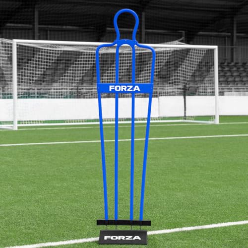 FORZA 6ft Airflow Soccer Mannequin | Wind-Resistant Free Kick Training Dummy for Coaching Drills & Shooting Practice | Shatterproof PVC with Ground Spikes & Optional Base - Pack of 1 or 3 - color: Electric Blue, size: Pack of 1, style: With Bases