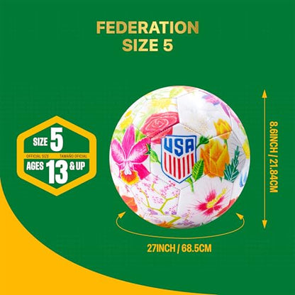Icon Sports Officially Licensed US Soccer Federation Soccer Ball - USSF149BL White Size 5