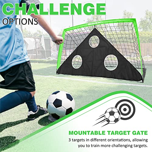 BOHEN 6x4 FT Kids Soccer Goals with Carry Bag, Portable Folding Soccer Net for Backyard Training, Indoor/Outdoor Use for Youth and Adult