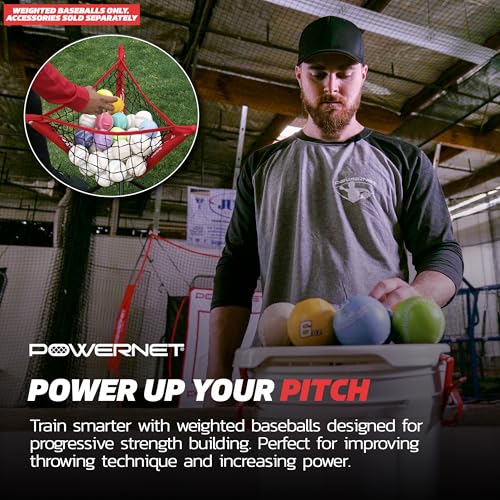 PowerNet Weighted Baseballs, Outdoor Baseball Training Equipment for Improving Throwing Velocity and Strength, 3-12 oz Weighted Training Balls & Throwing Guide