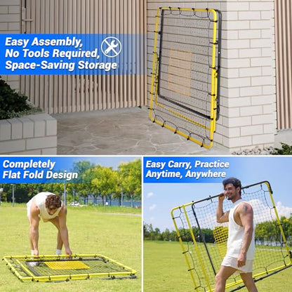 Heavy Duty Baseball Rebounder Net Fielding Trainer Pro Softball Pitch Back Bounce Pitchback for Ground, Line Drive, Fly Ball Return Settings