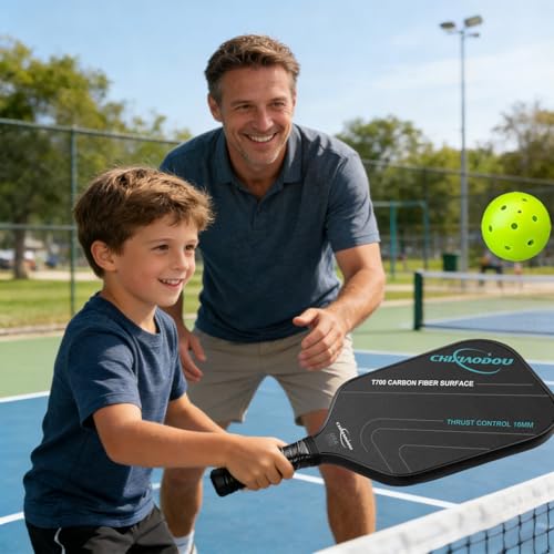 Pickleball Paddles, Multi-Layer T700 Textured Carbon Fiber Pickleball Paddle, 2-Types of Thickenesses, USAPA Approved Carbon Fiber Surface Pickle Ball Paddle, Strong Power, Stability and Spin Surface - size: 16MM
