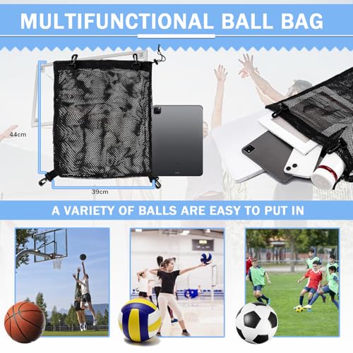 KAEGREEL Drawstring Soccer Bag Basketball Backpack for Kids Teens, Foldable Sports Bags Detachable Ball Mesh Bag for Gym Yoga Football Baseball - color: Black