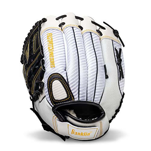 Franklin Sports Girls Softball Glove-Women's Windmill Fastpitch+Slowpitch Softball Glove-Right and Left Hand-Adult - color: White/Gold, size: 12"
