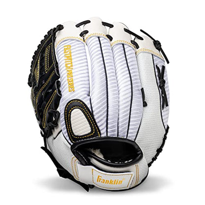 Franklin Sports Girls Softball Glove-Women's Windmill Fastpitch+Slowpitch Softball Glove-Right and Left Hand-Adult - color: White/Gold, size: 12"