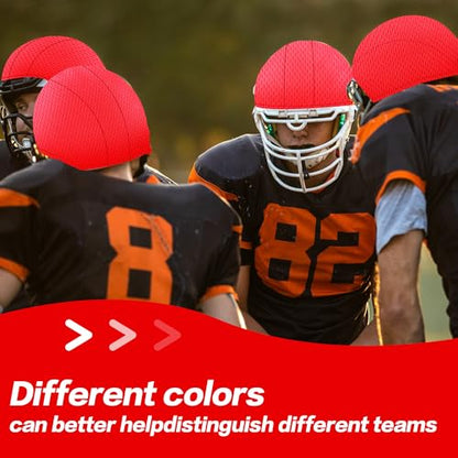 Football Helmet Covers Scrimmage Caps-Perfect for Football, Hockey, and Lacrosse Practice Sessions.The Fabric is Elastic& Bright Colors for Team Identification - color: Red-12pcs