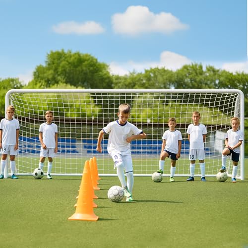 MOPHOTO Soccer Goal, 6X4/8x6/10x6.5/12x6/16x7/18.5x6.5/21x7/24x8ft Soccer Goals for Backyard, Full Size Soccer Goal for Teens & Adults Training - size: 12x6FT, style: Alloy Steel
