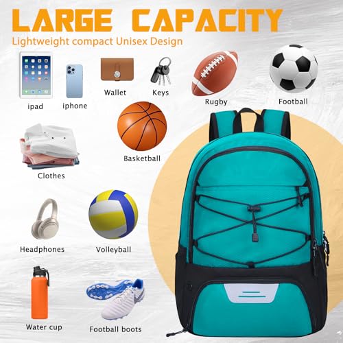 Goloni Soccer Backpack Bag with Separate Ball & Cleat Shoe Compartment,Sports Gym Backpack for Teen Girls Boys Men Women Kids - color: Lake Blue