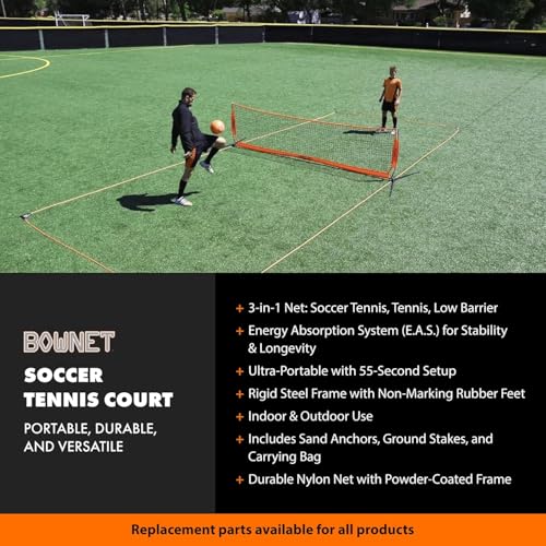 Bownet Soccer Goals for Backyard & Training – Portable Pop-Up Field Barrier Net with Sand Anchors & Travel Bag, Durable All-Weather Soccer Training Equipment - size: 18 x 2-Feet 9-Inch