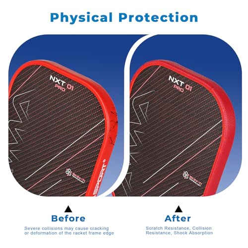 PICKLETECH Pickleball Paddle Protection Tape - Paddle Head Edge Guard - Racket Edge Protection Tape -Fit Perfectly Curved Edge -No Wrinkling - color: Red Diagonal Stripe, size: Width 20mm