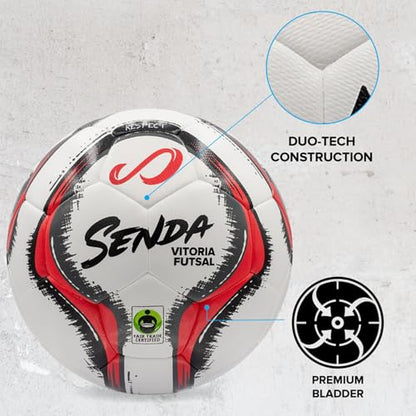 Senda Vitoria Premium Match Futsal Ball, Fair Trade Certified - color: Red/Grey, size: Size 3