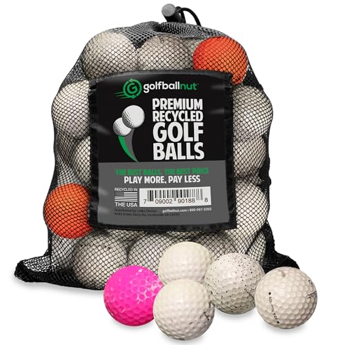 48 Used Golf Balls Bulk – Recycled Hit-Away Golf Balls – AA Quality – Mixed Brands in Mesh Bag - 48-Pack