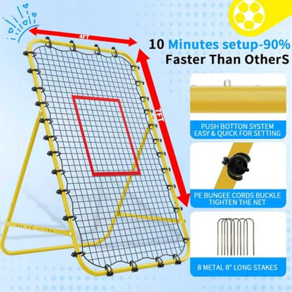 Adjustable Volleyball Rebounder Net 7x4 FT - Ultimate Training Equipment for Volleyball & Lacrosse Enhanced Bouncing System for Volleying, Bumping, and Spiking Drills - color: Yellow
