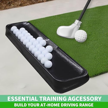 Commercial-Grade Golf Ball Tray for Practice Mat, 100-Ball Golf Ball Holder with 5 Drainage Holes, High-Strength Plastic Base, All-Weather Golf Accessories for All Hitting Mats