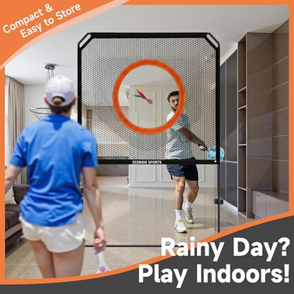 Indoor Paddle Game with Net – All in One Outdoor & Indoor Set with Removable Target and Ball Catch Net– Combines Pickleball, Badminton Tennis for Family or Solo Fun