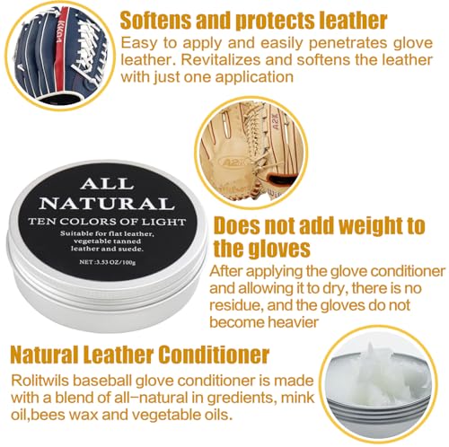 Baseball Glove Break-in kit for Men & Adult, One-Piece Structure Baseball Glove Mallet, Baseball Mitts Wooden Shaping Hammer, Softball Glove Wrap Band, Plastic Practice Ball & Glove Locks - style: Break-in kit with Conditioner